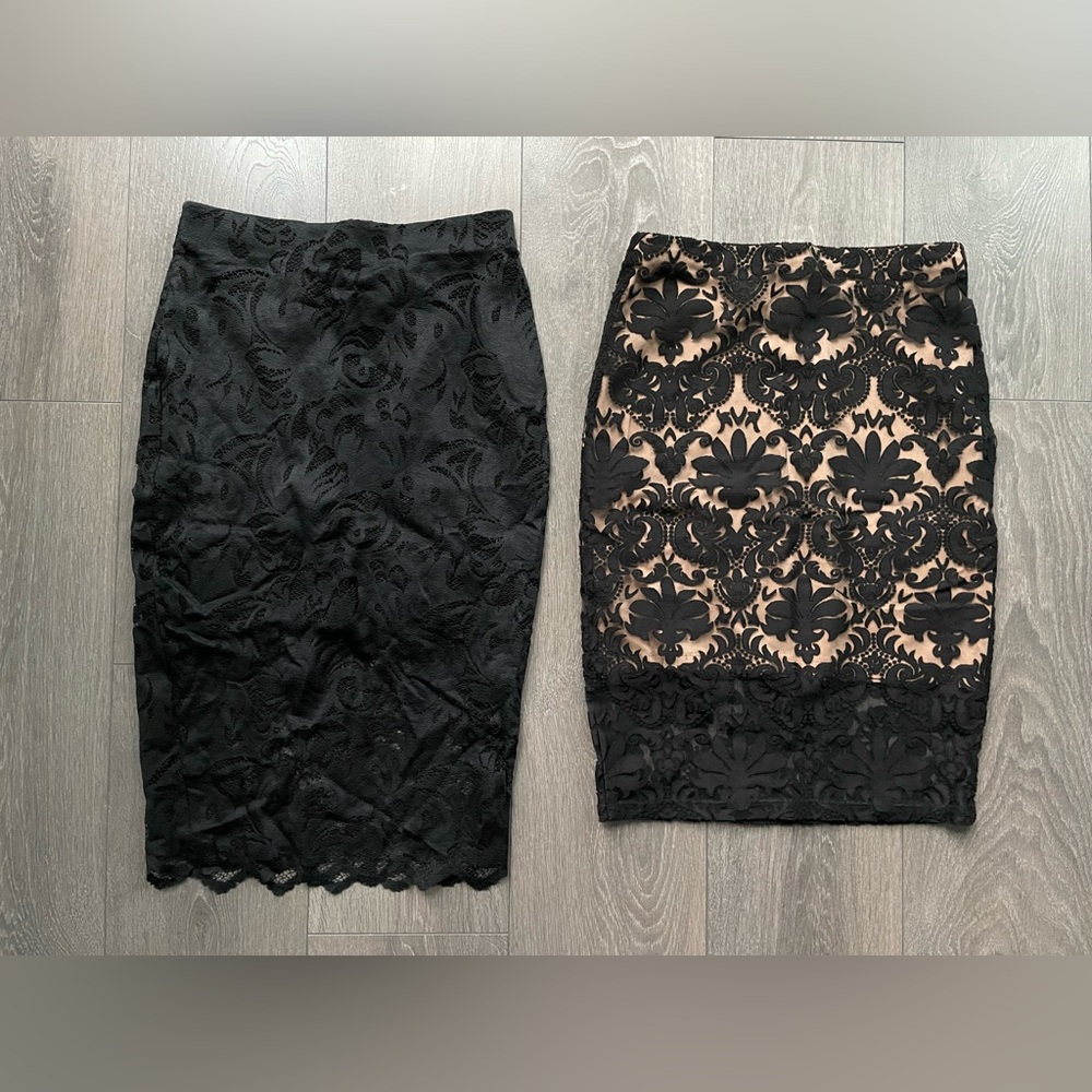 Elegant Black Lace Skirt H&M set of 2 pencil skirts 6 small